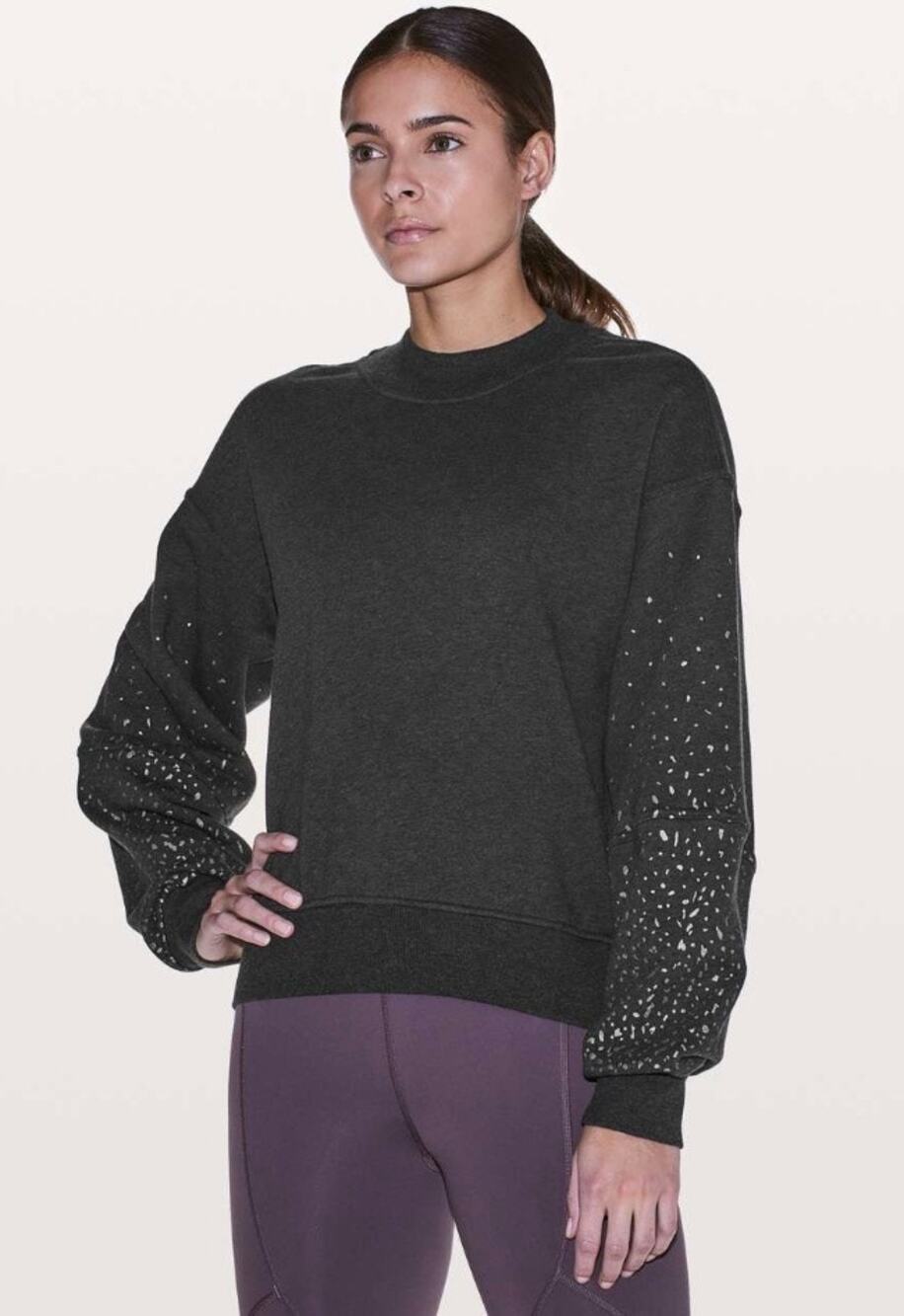 Lululemon To The Beat Sweatshirt lululemon X SoulCycle Heathered Black Sz 8